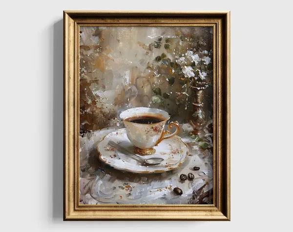 Neutral Coffee Art, Moody Victorian Art Print