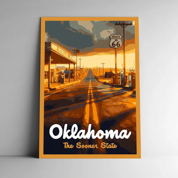 Oklahoma The Sooner State Vintage Travel Poster