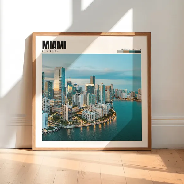 Miami Florida Travel Poster, Brickell Wall Decor