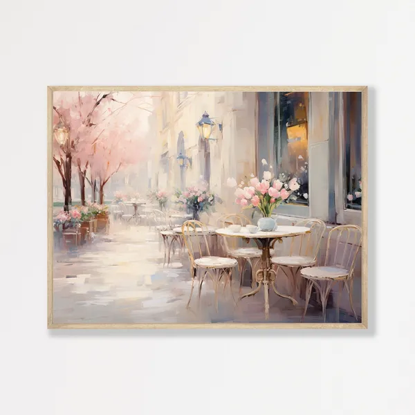 Spring Cafe Vintage European Retro Minimalist Art Print