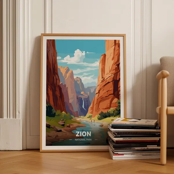 Zion National Park Travel Poster, Utah Scenic Decor