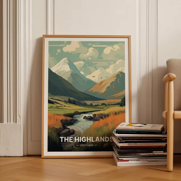 Scottish Highlands Travel Poster, Home Office Decor