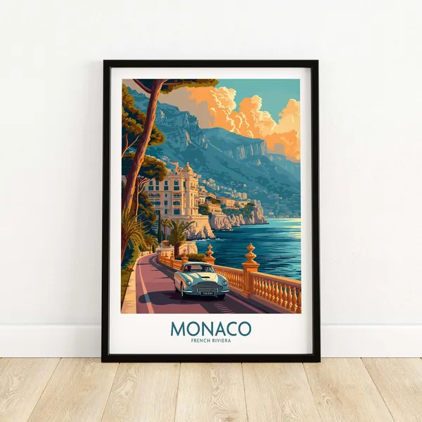 Monaco Travel Poster, Birthday Gift Wall Art Print