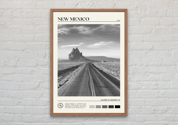 New Mexico Black and White Travel Poster Art Print