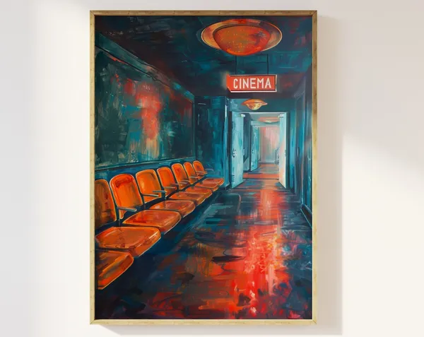 Deserted Cinema Moody Art Print, Dark Academia