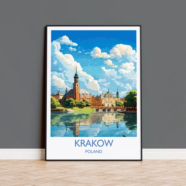Krakow Travel Poster, Poland Travel Print