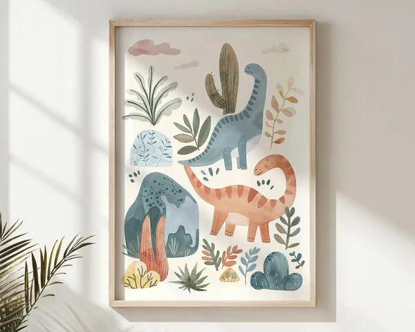 Watercolor Dinosaur Nursery Art Print, Kids Decor