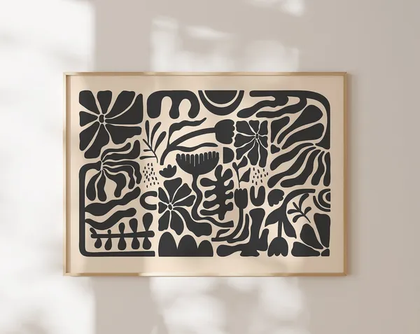 Botanical Retro Abstract Art Print, Home Decor