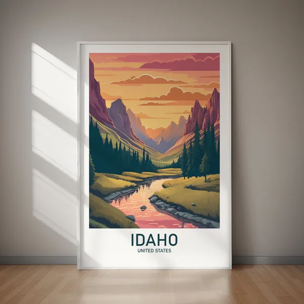 Idaho Travel Poster Art Print, USA Wall Decor