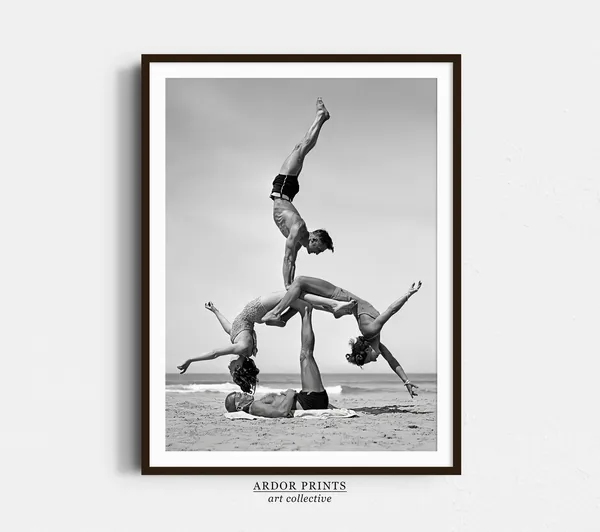 Beach Acrobatics Vintage 1930s Gymnast Poster