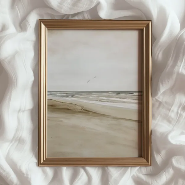 Coastal Landscape Art Print, Vintage Ocean Wall Art