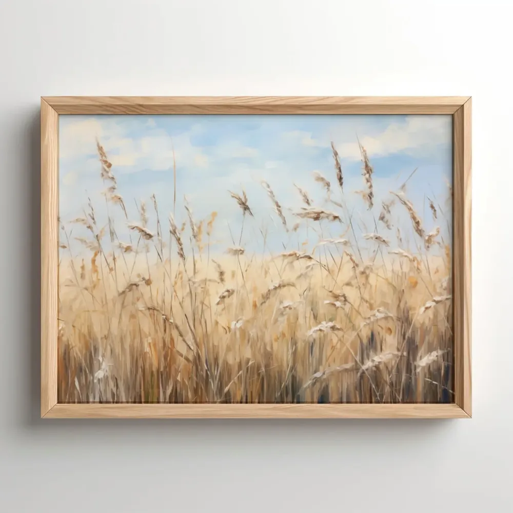 Prairie Grass Oil Painting, Neutral Landscape Art Print
