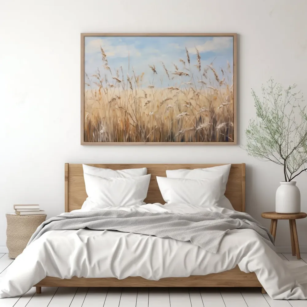 Prairie Grass Oil Painting, Neutral Landscape Art Print - Image 4