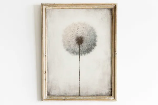 Minimalist Dandelion Print, Vintage Botanical Art