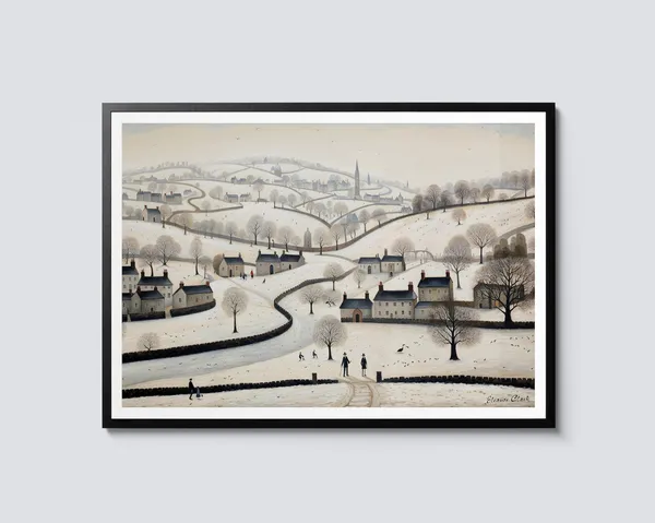 Snow Village Contemporary Landscape Art Print