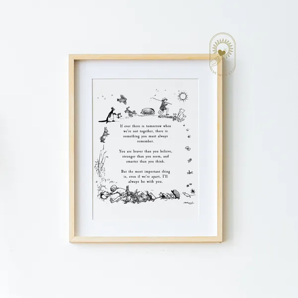 Winnie the Pooh Quote for Nursery Decor, Vintage Art Print