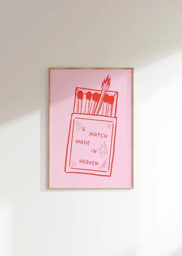Match Made In Heaven Retro Matchbox Art Print