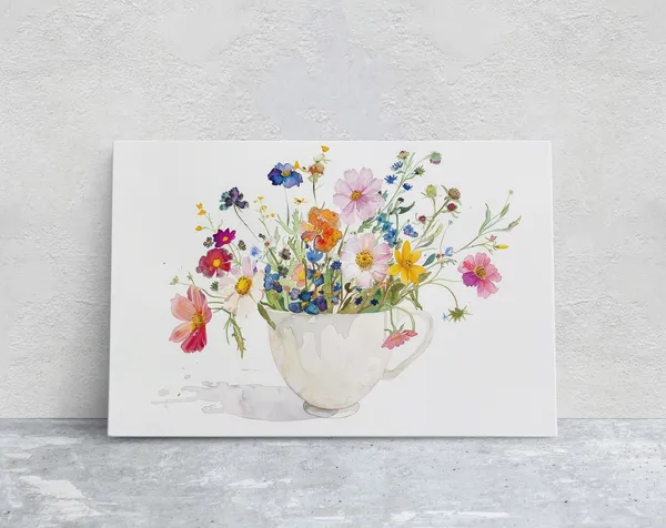 Wildflowers Watercolor Floral Poster Print, Farmhouse Kitchen