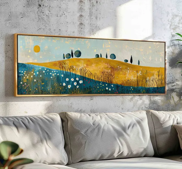 Modern Wildflowers Landscape Art Print, Horizontal