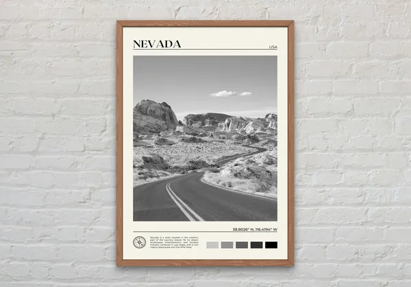 Nevada Black And White Travel Poster, United States