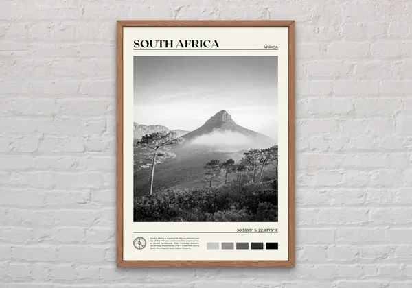 South Africa Black and White Art Print, Cape Town