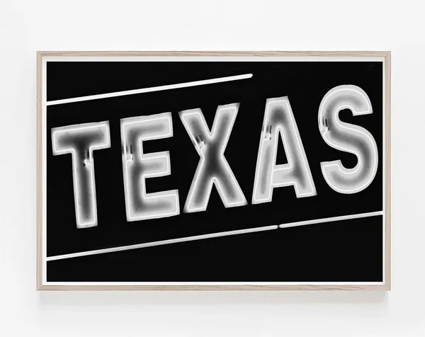 Texas Vintage Travel Poster, Black And White Map Art