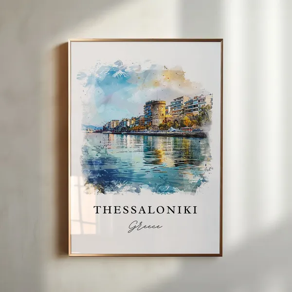 Thessaloniki Greece Travel Poster, Athens Housewarming