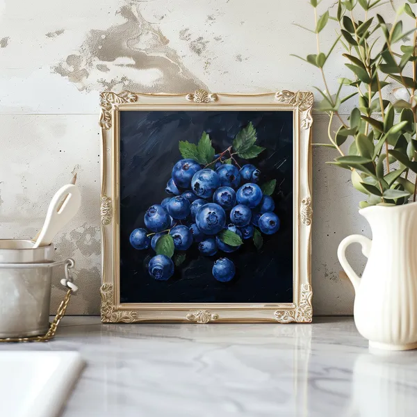 Blueberries 1 Still Life Oil Painting Poster