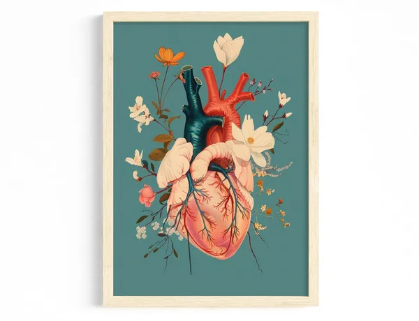 Vintage Heart Flower Illustration Art Print