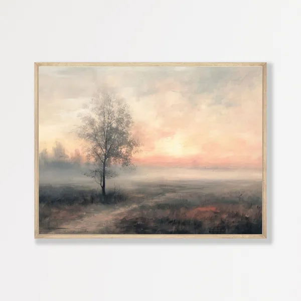 Retro Countryside Field Landscape Wall Art Print