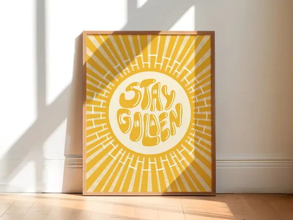 Stay Golden Art Print, Maximalist Indie Decor