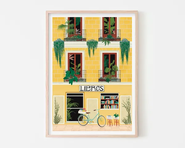 Madrid Poster, Bookshop Art Print