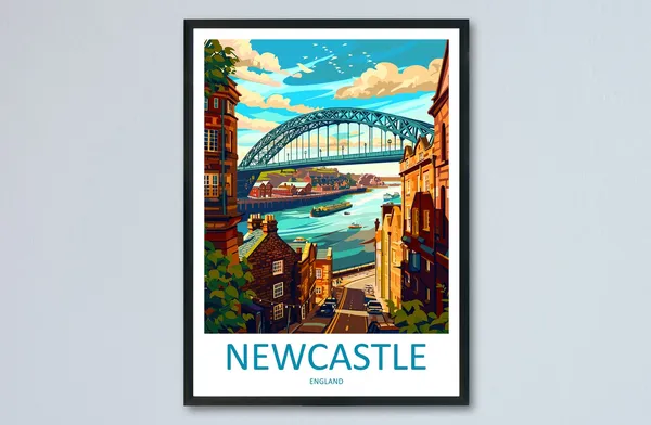 Newcastle Travel Print, England City Art Print