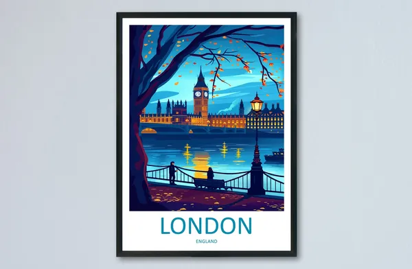 London Travel Poster, England City Wall Art