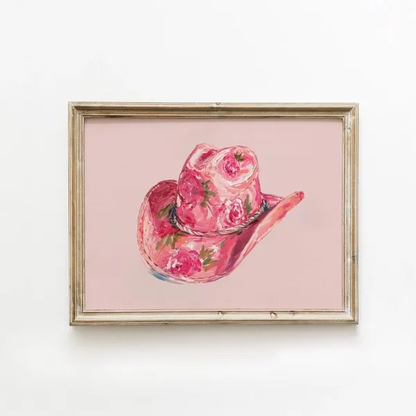 Pink Cowgirl Hat Girly Western Art Print