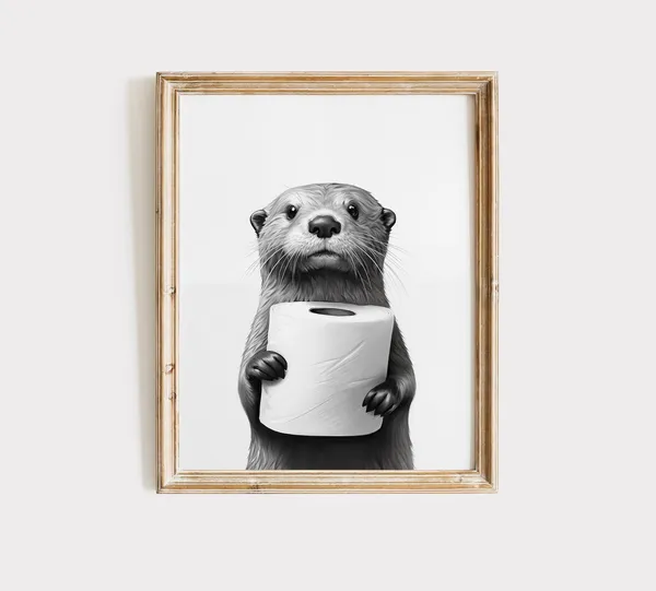 Otter Bathroom Animal Wall Art Print