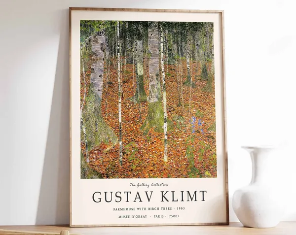 Gustav Klimt Birch Trees Art Print, Art Nouveau
