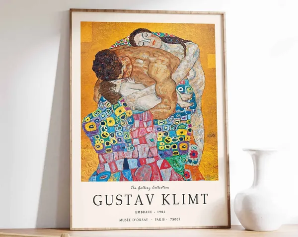 Gustav Klimt Family Embrace Art Print, Art Nouveau
