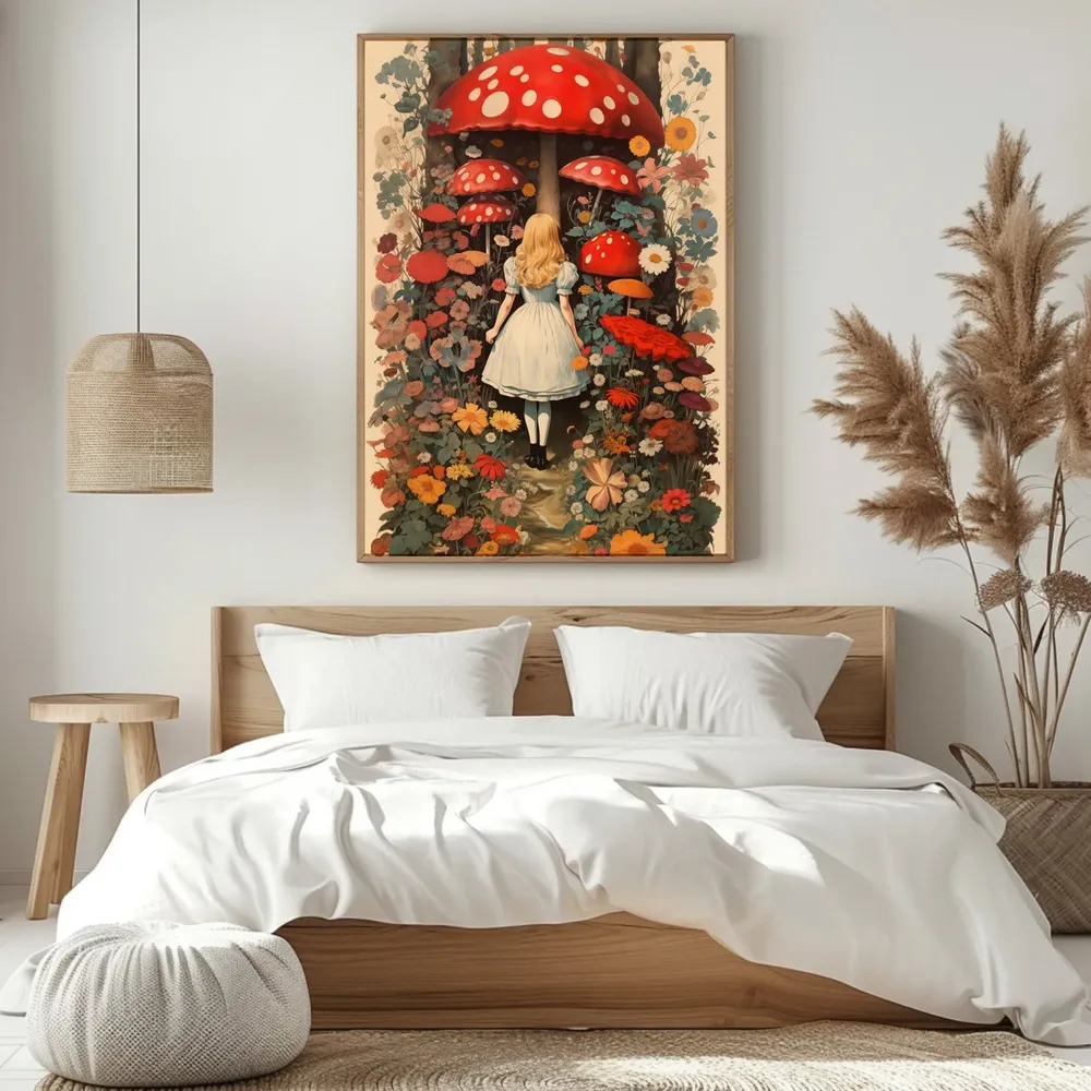 Alice Mushroom Wonderland Vintage Poster, Retro Magic - Image 2