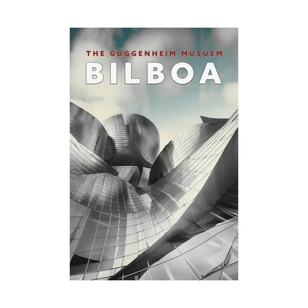 Vintage Guggenheim Bilbao Travel Poster, Retro Spain