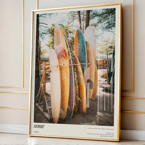 Surf Boards Aesthetic Coastal Surf Definition Print