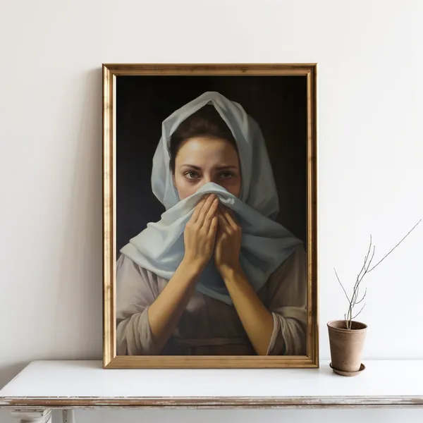 Woman Classical Painting Bathroom Humor Poster Print