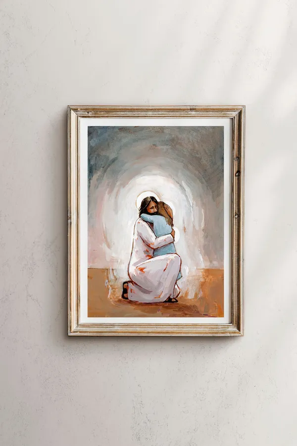 My Refuge Christ Comforting Child, Art Print