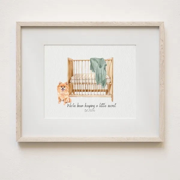 Pregnancy Announcement Watercolor Art Print
