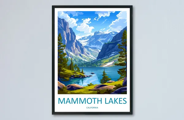 Lake Mammoth Travel Poster, California Wall Decor
