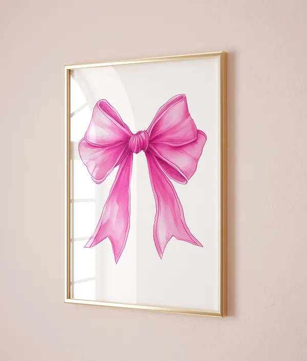 Pink Bow Print, Coquette Aesthetic Poster