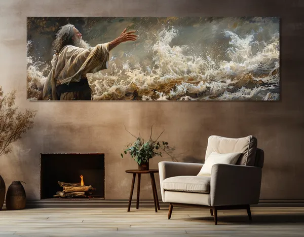 Abstract Moses and the Sea, Religious Wall Art Print