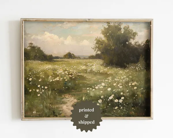 White Flower Field - Vintage Style