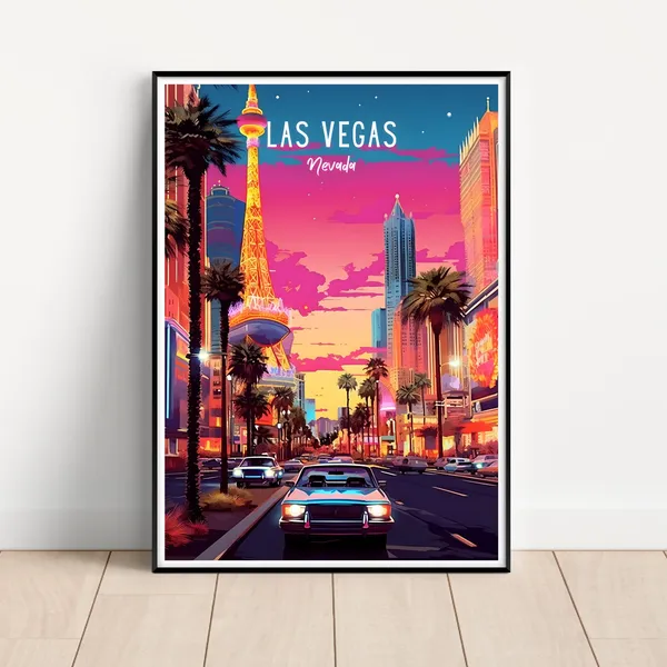 Las Vegas Travel Poster, Nevada City Wall Art Print
