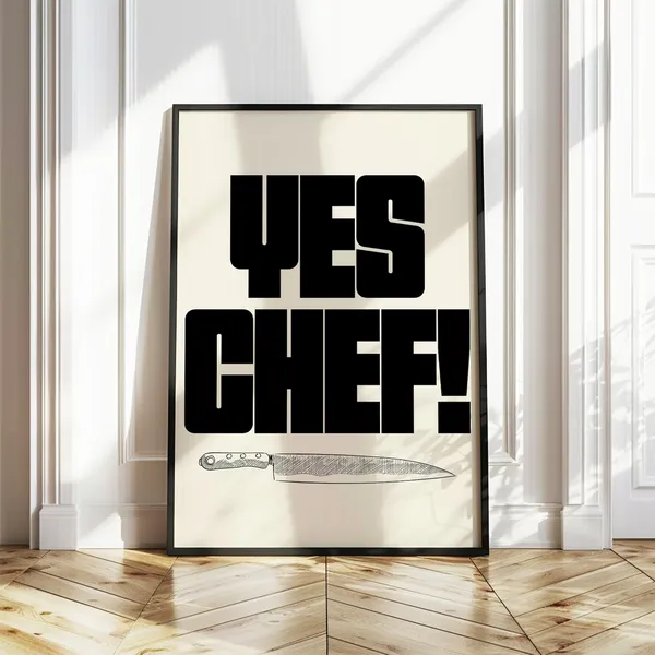 Yes Chef Mid-Century Kitchen Quote Art Print